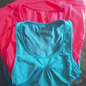 2 ATHLETA Racerback Tanks Blue & Pink XXS ⬇️